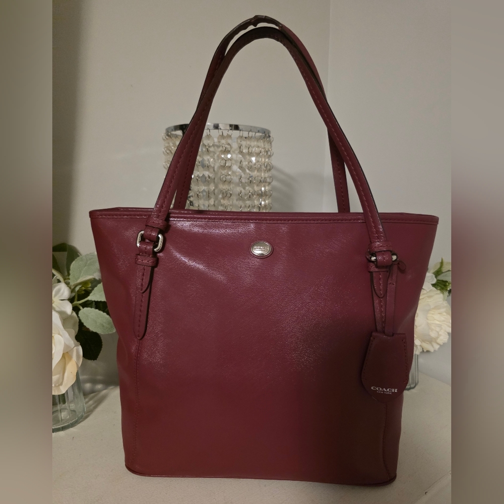 Coach Burgundy Leather Tote Bag
